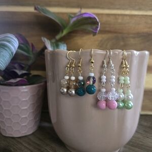 Elegant Multi-Color Beaded Earrings Set